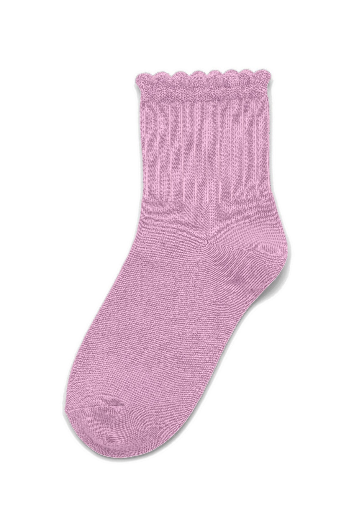Pink ruffle ankle socks, blank — no embroidery