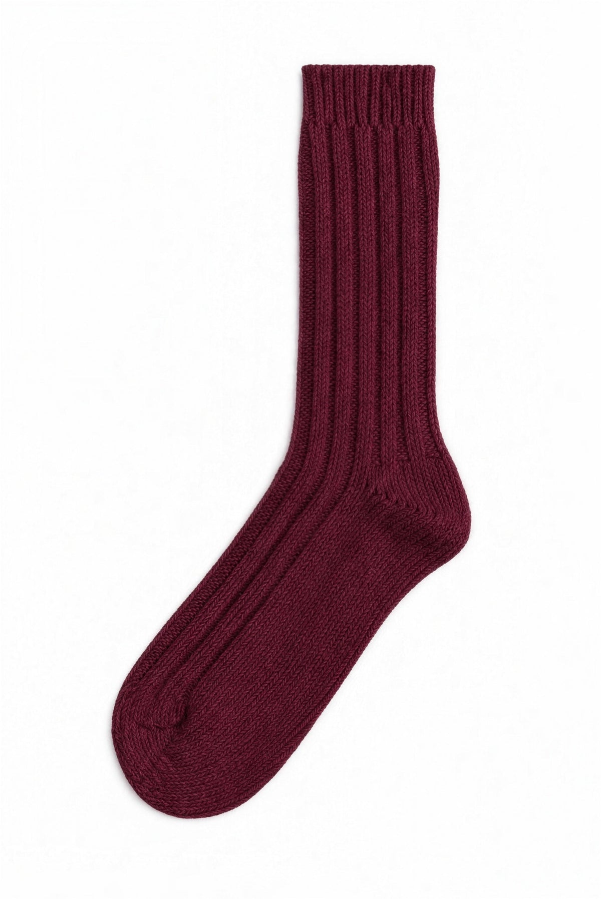 Burgundy women's wool socks, blank — no embroidery