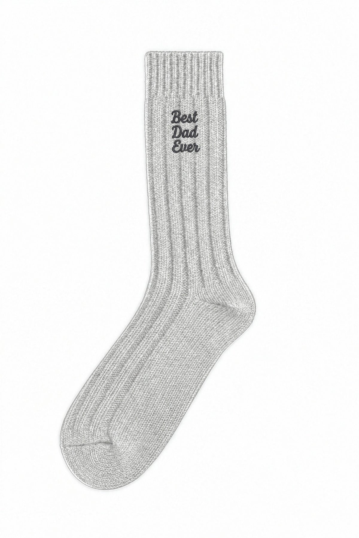 Light Grey men's wool socks with custom embroidery on the cuff
