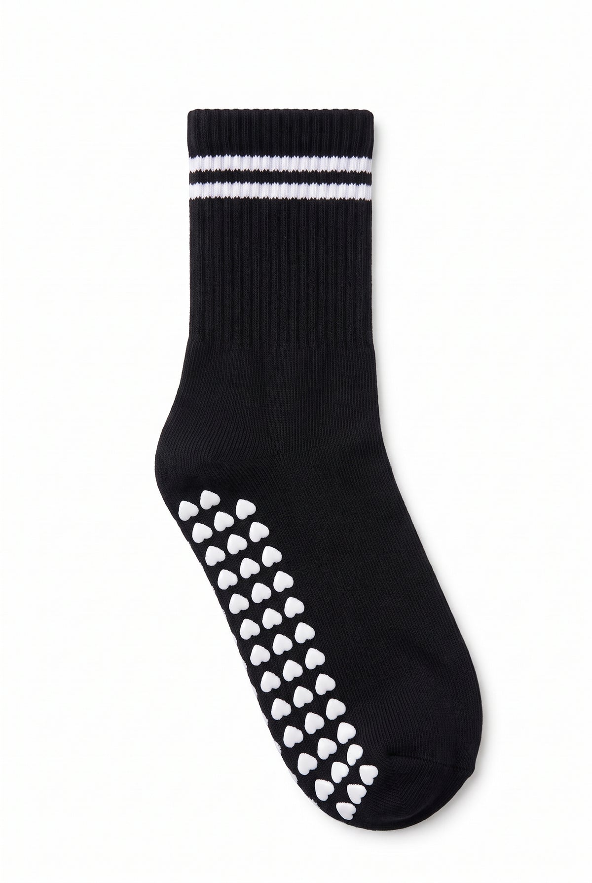 Black crew pilates grip socks, blank — no embroidery