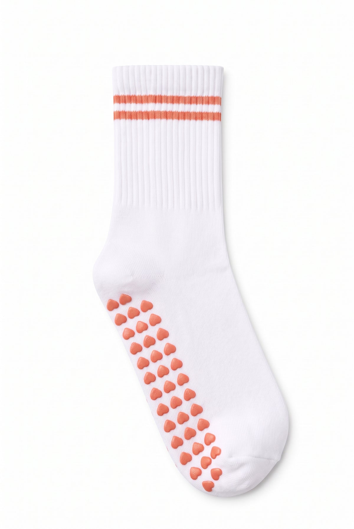 Coral crew pilates grip socks, blank — no embroidery