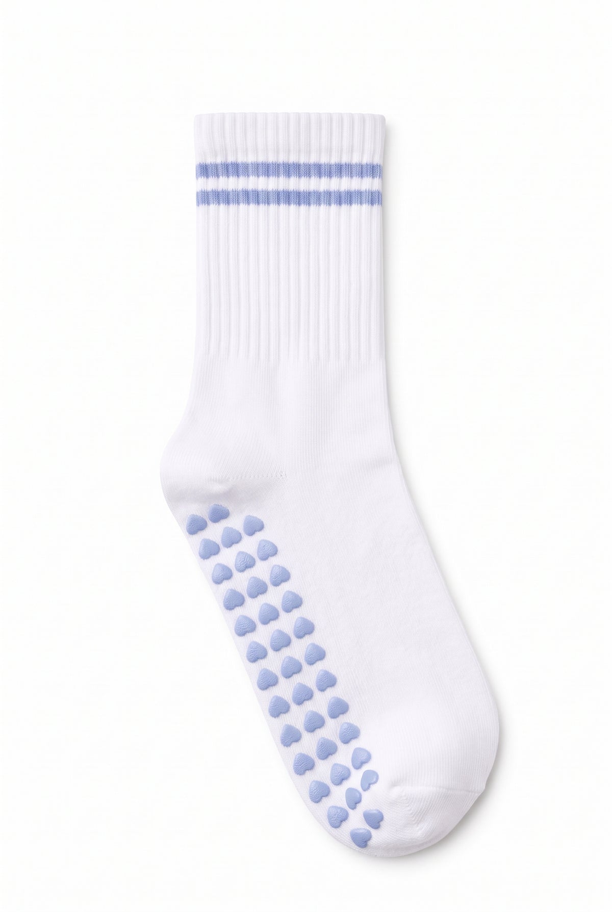 Ice Blue crew pilates grip socks, blank — no embroidery
