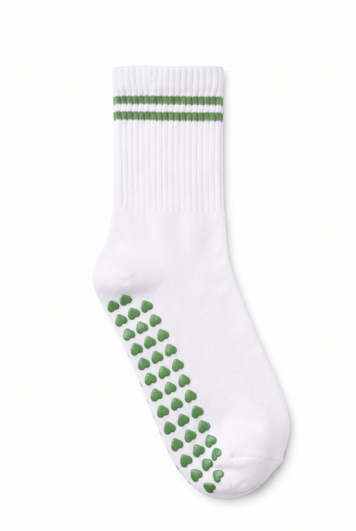 Green crew pilates grip socks, blank — no embroidery
