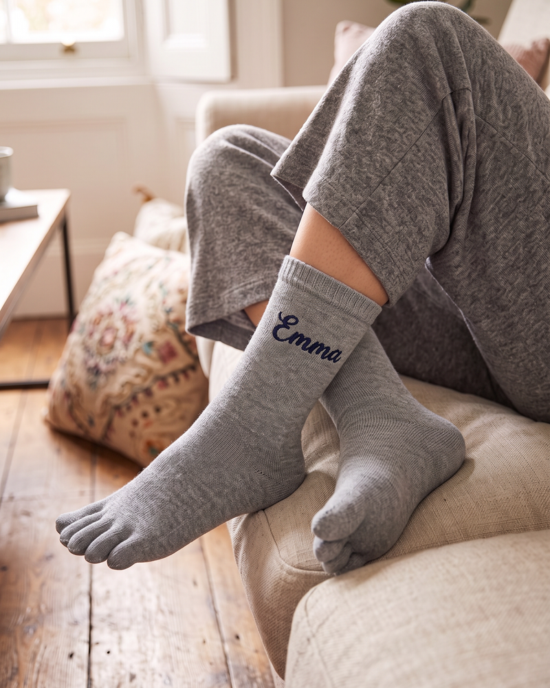 Wholesale Grey Toe Socks | Bulk Custom Embroidered Five-Toe Socks, 100+ Pairs
