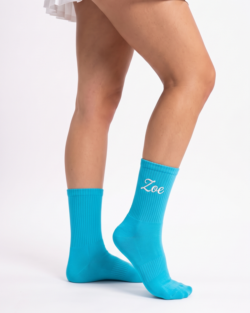 Turquoise Tennis Socks | Personalized Embroidered Tennis Socks for Women