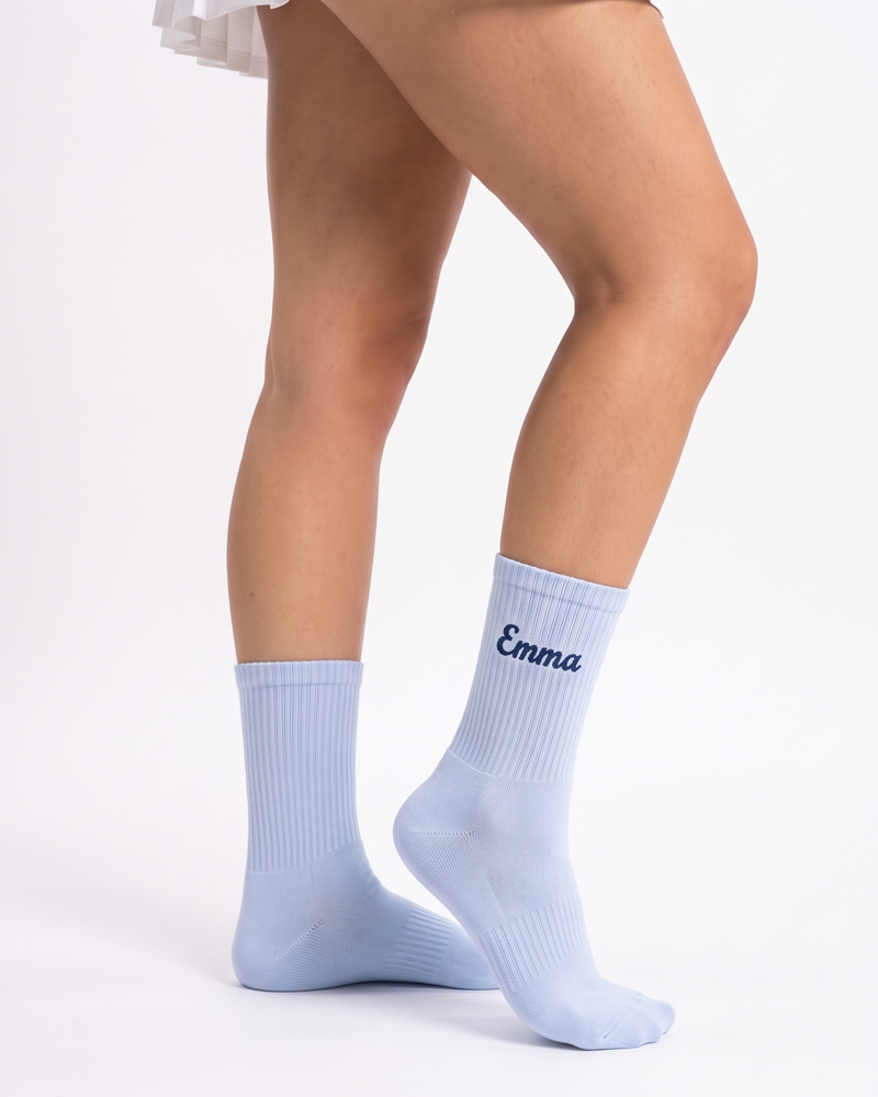 Wholesale Baby Blue Tennis Socks | Bulk Custom Embroidered Tennis Socks, 100+ Pairs