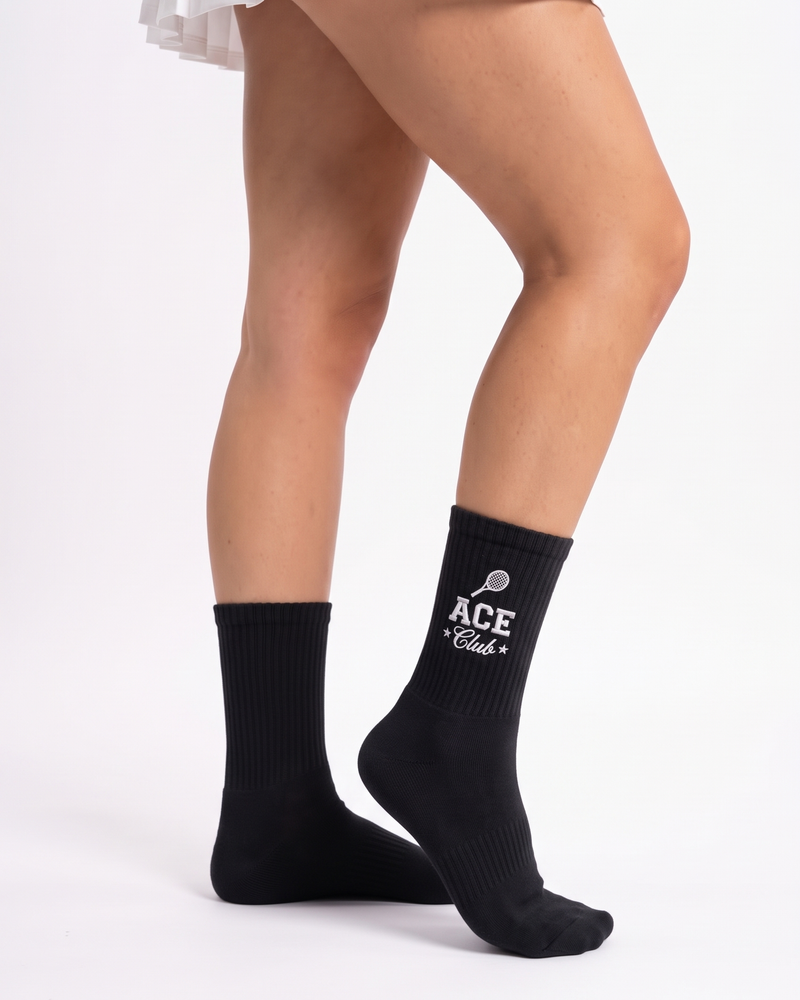 Black Tennis Socks | Personalized Embroidered Tennis Socks for Women