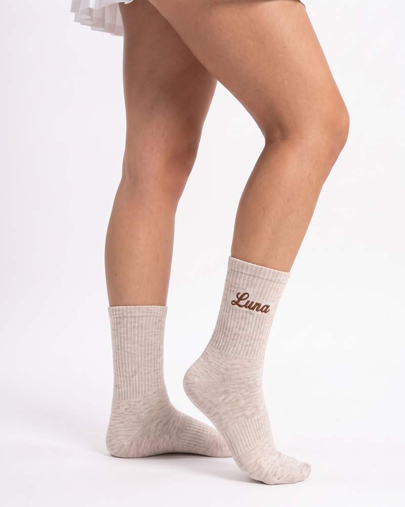 Wholesale Cream Melange Tennis Socks | Bulk Custom Embroidered Tennis Socks, 100+ Pairs