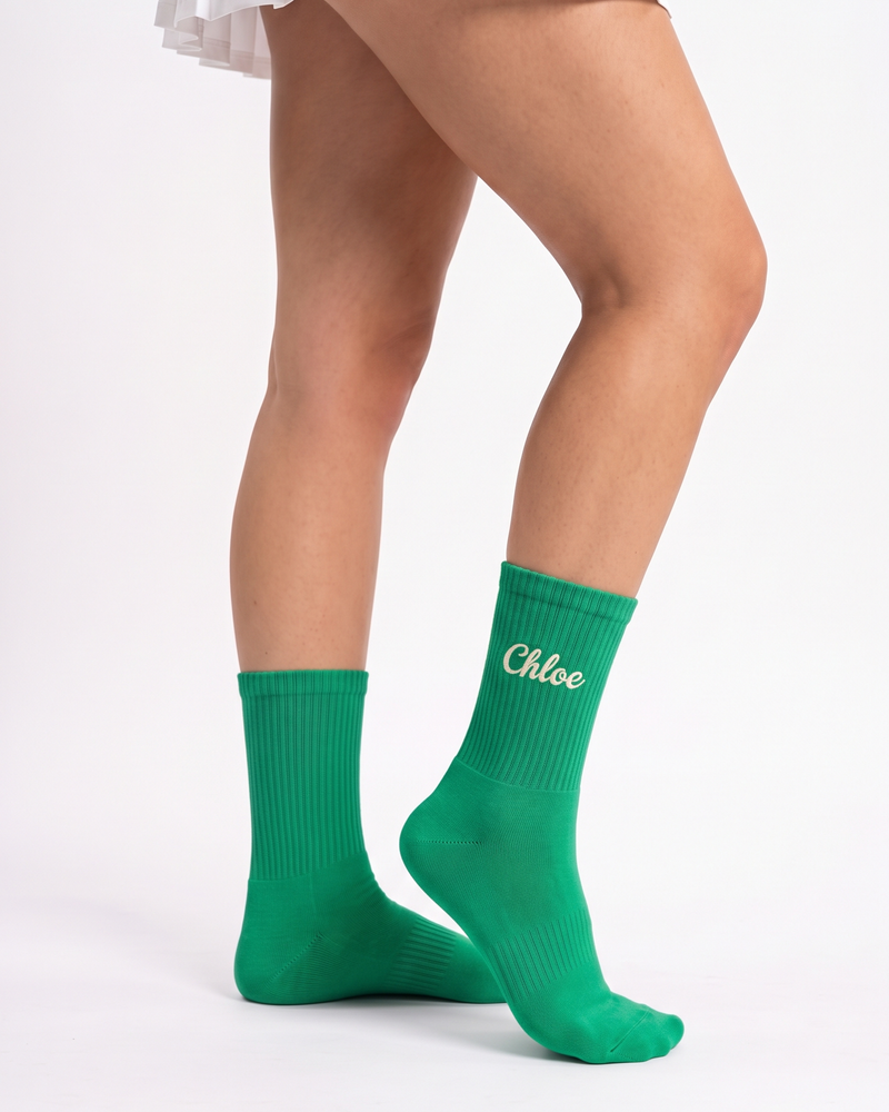 Green Tennis Socks | Personalized Embroidered Tennis Socks for Women