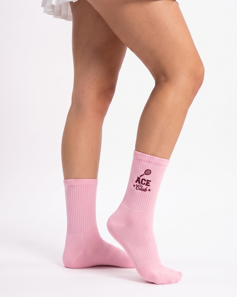 Pink Tennis Socks | Personalized Embroidered Tennis Socks for Women