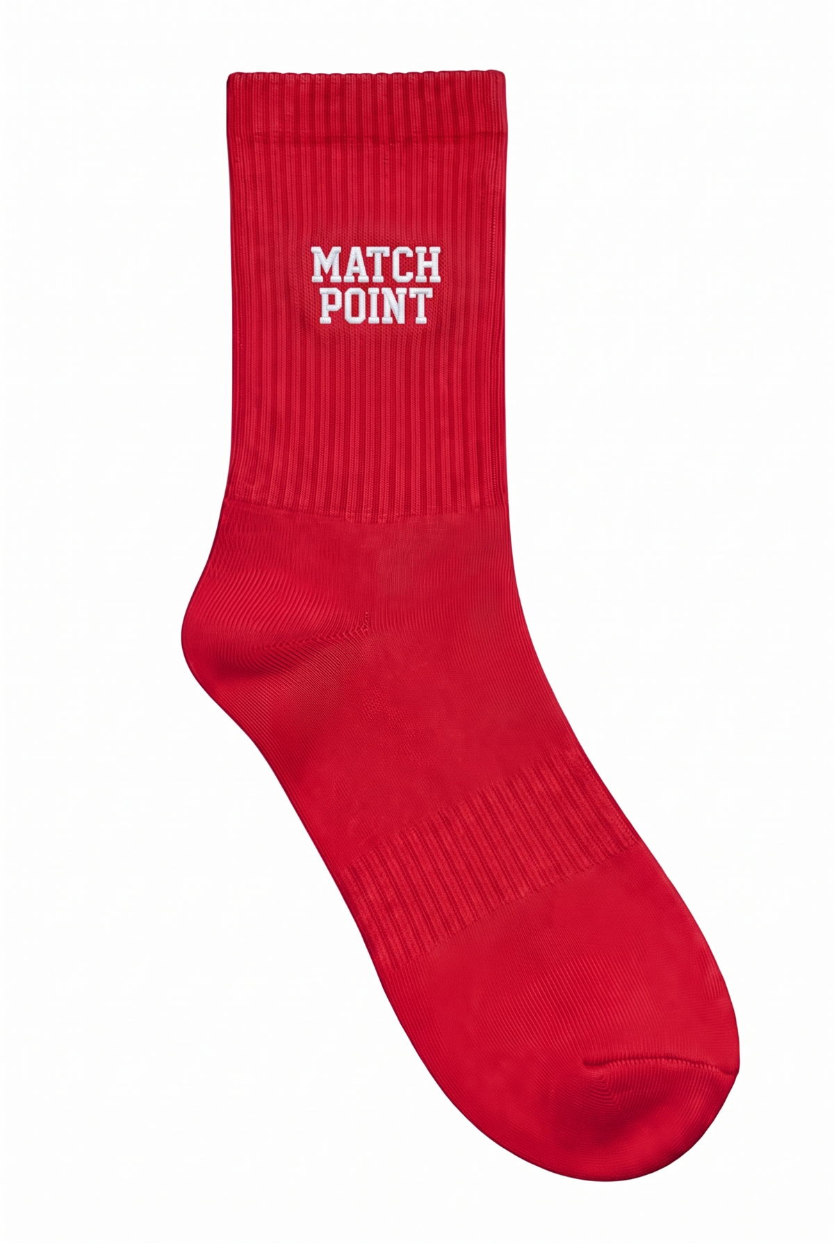 Red tennis socks with custom embroidery on the cuff