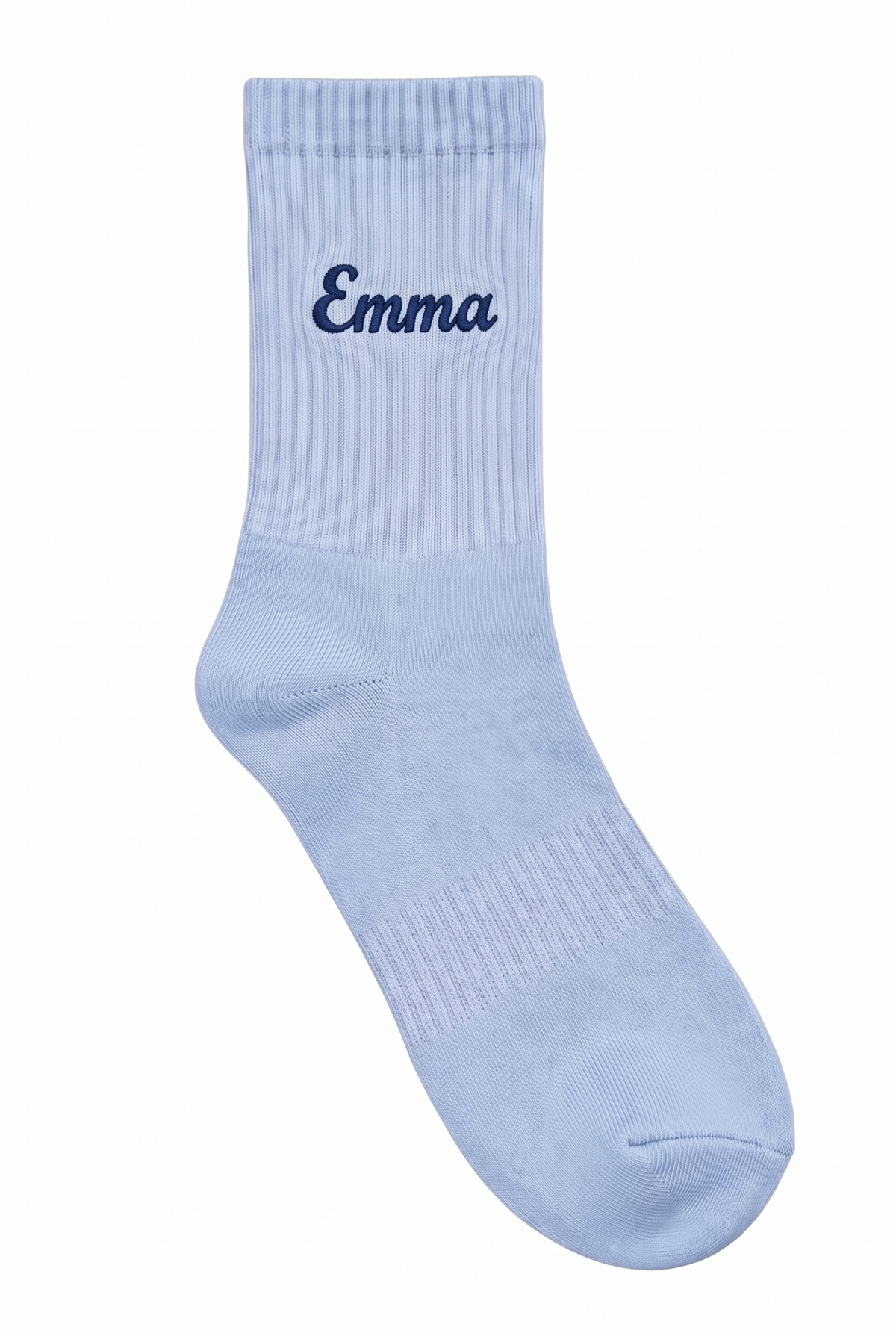 Baby Blue tennis socks with custom embroidery on the cuff