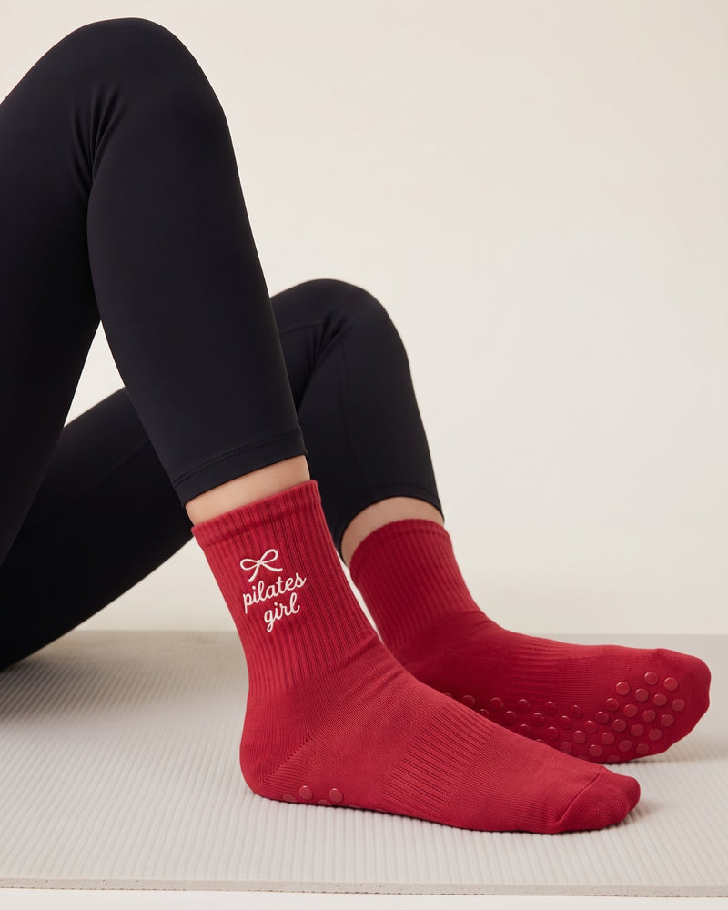 Wholesale Red Dot Grip Pilates Socks | Bulk Custom Embroidery, 100+ Pairs