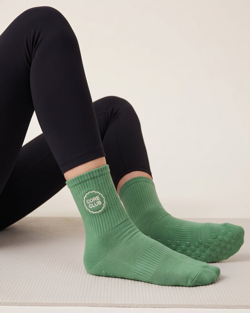 Wholesale Green Dot Grip Pilates Socks | Bulk Custom Embroidery, 100+ Pairs