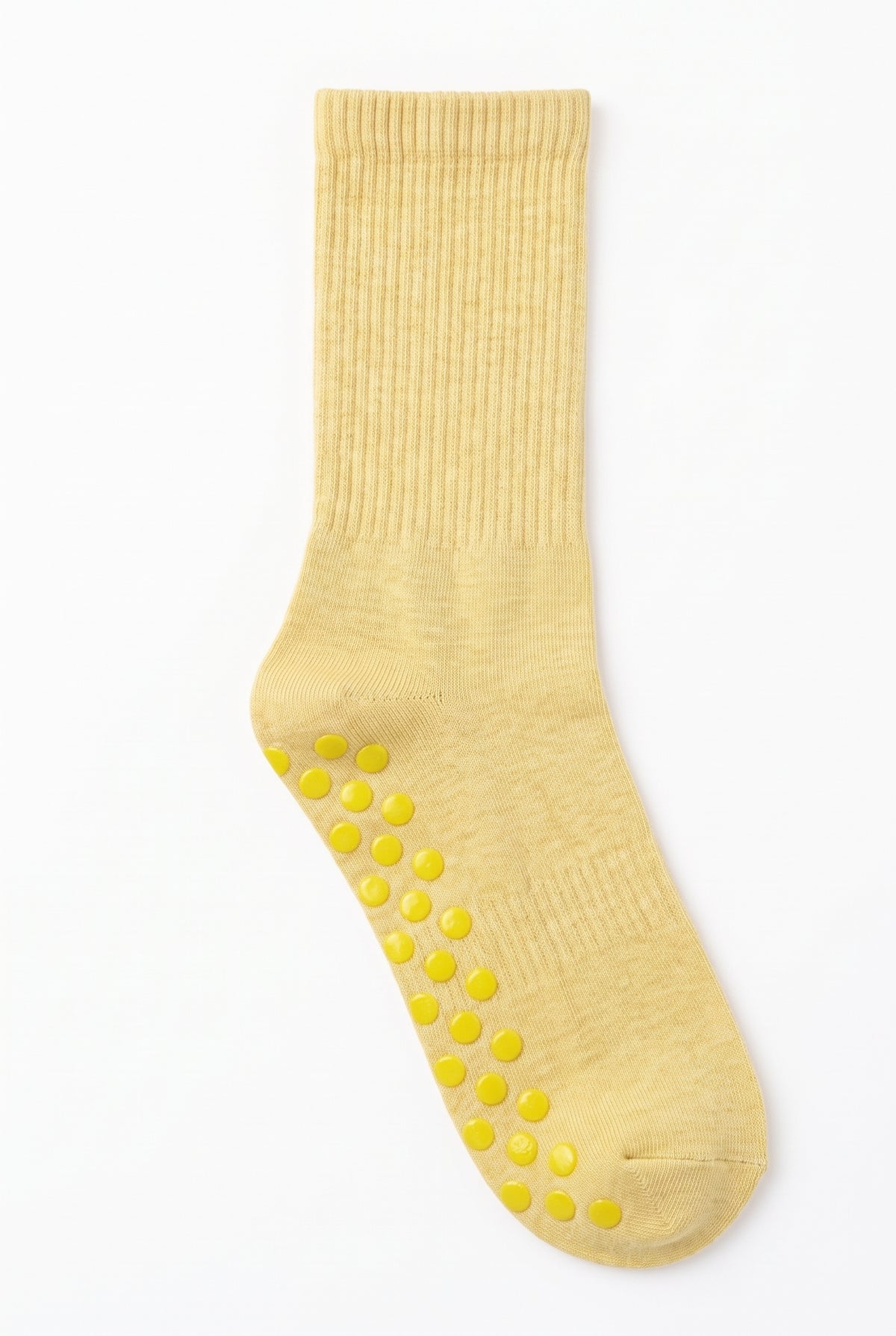 Yellow dot grip pilates socks, blank — no embroidery