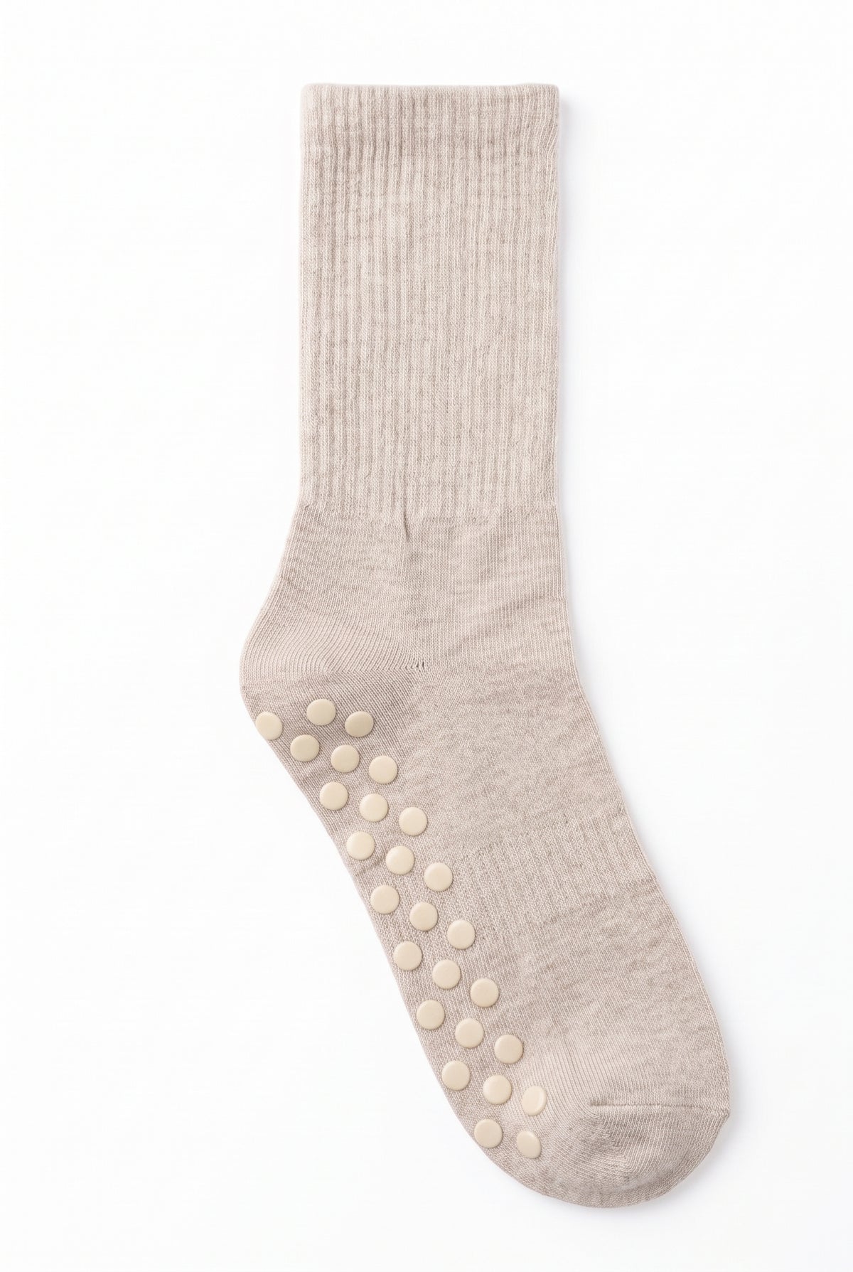 Beige Melange dot grip pilates socks, blank
