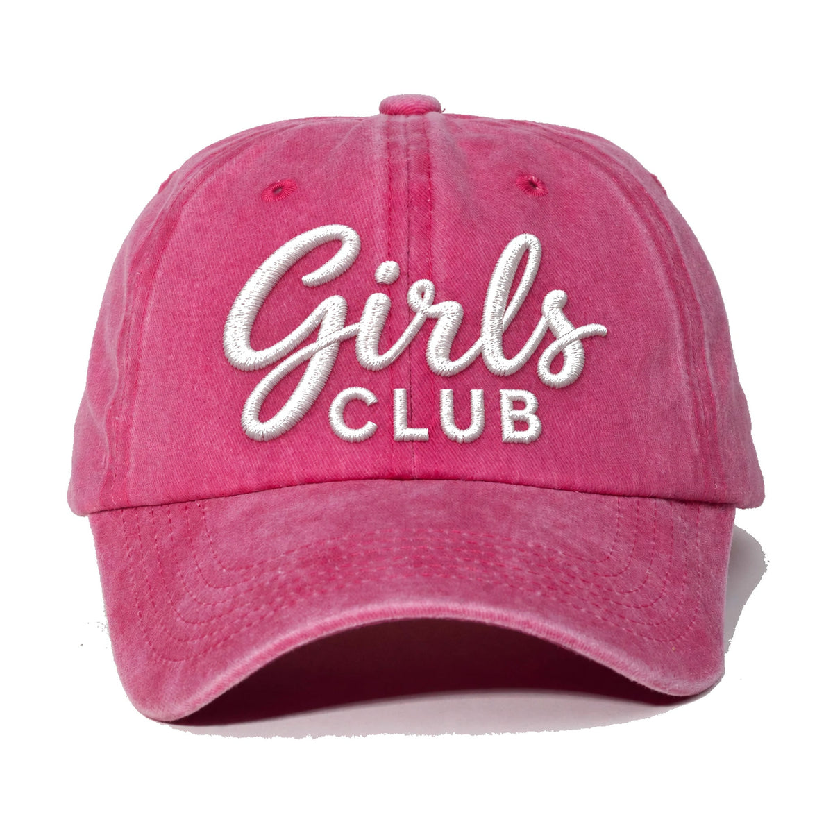 girls club embroidered hat — custom embroidered cap, front view