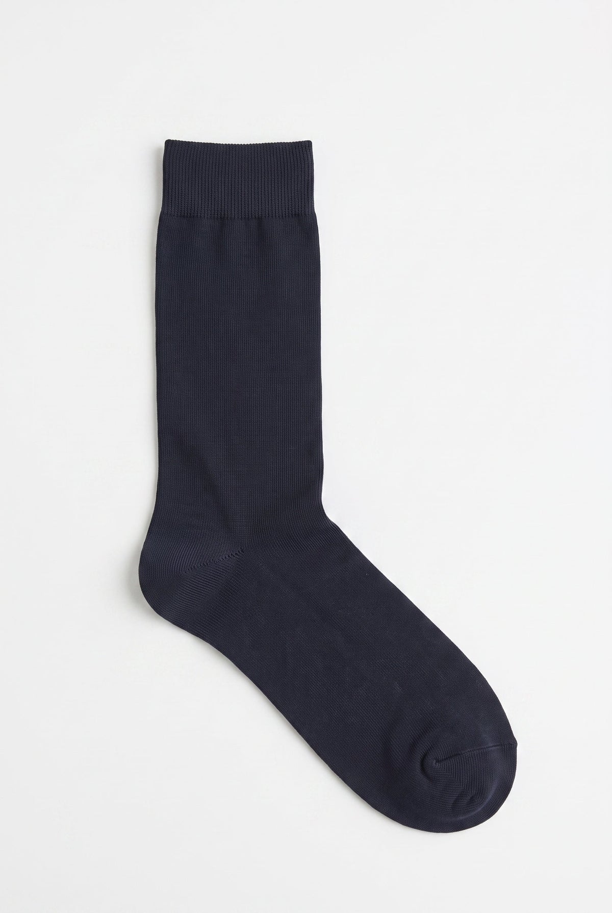 Navy personalized embroidered plain dress socks, flat product shot — made to order
