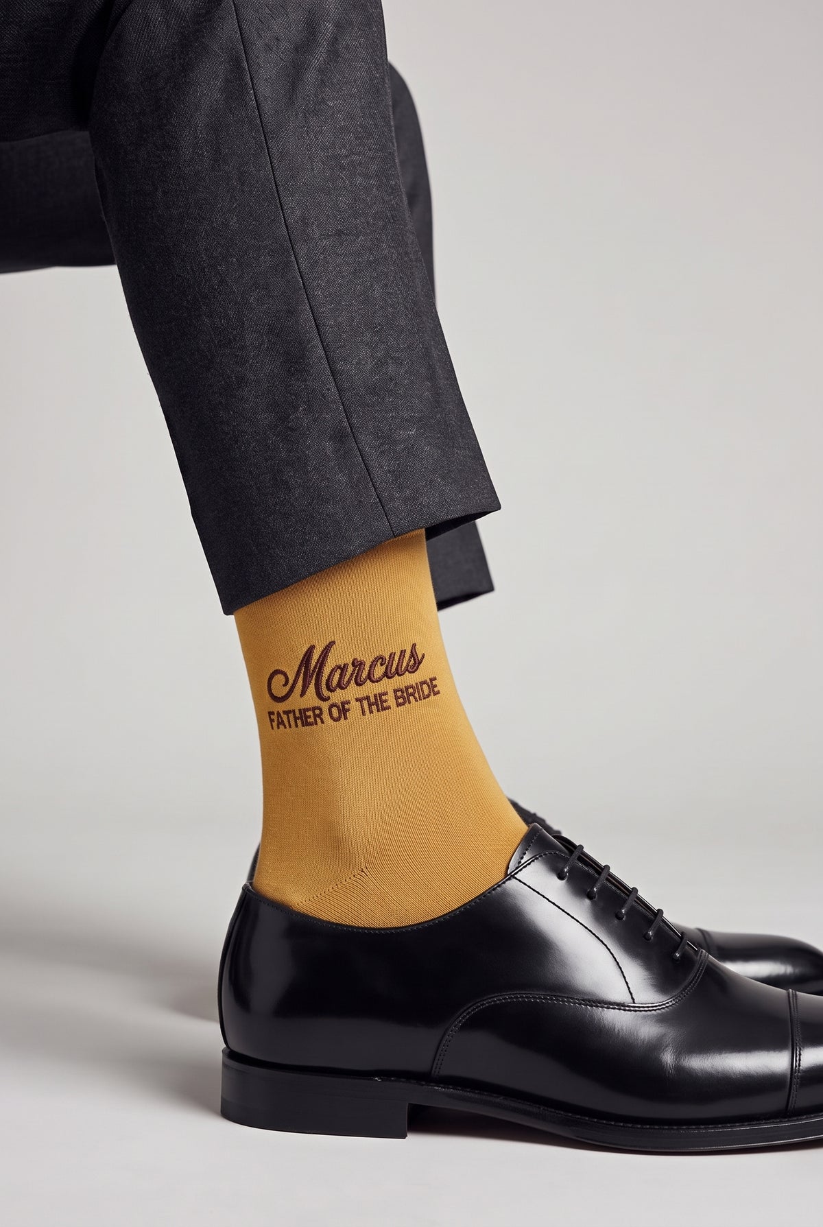 Custom Name Socks in mustard yellow