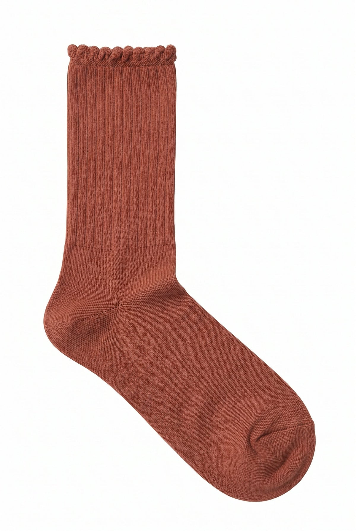 Terracotta ruffle socks, blank — no embroidery