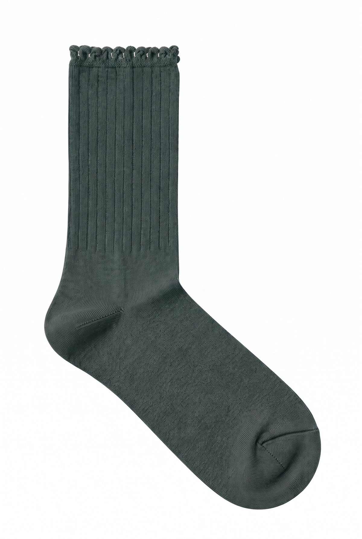 Dark Forest Green ruffle socks, blank — no embroidery