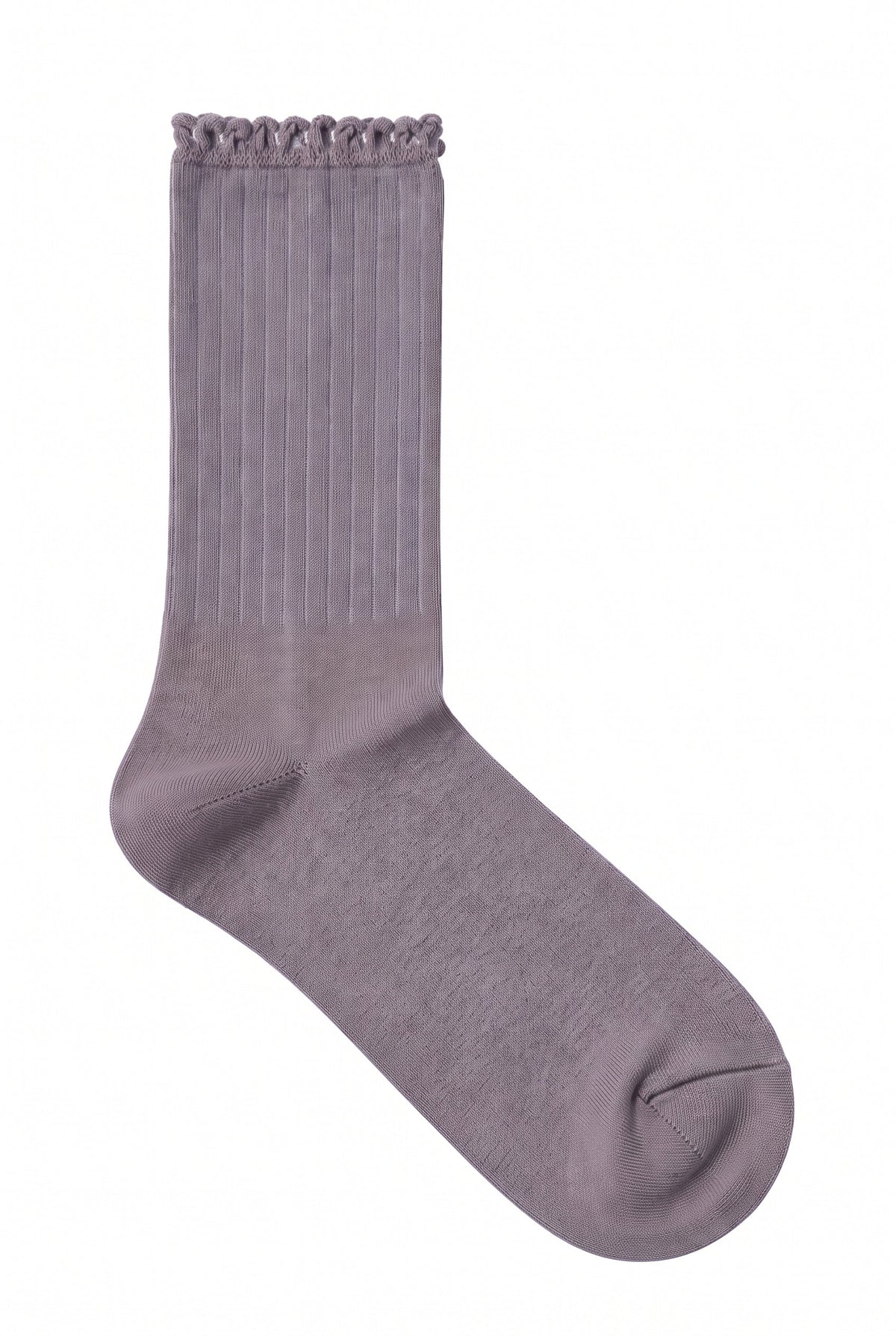 Lilac Grey ruffle socks, blank — no embroidery