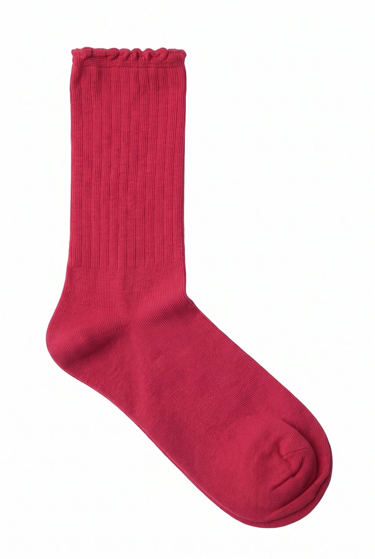 Berry Red ruffle socks, blank — no embroidery