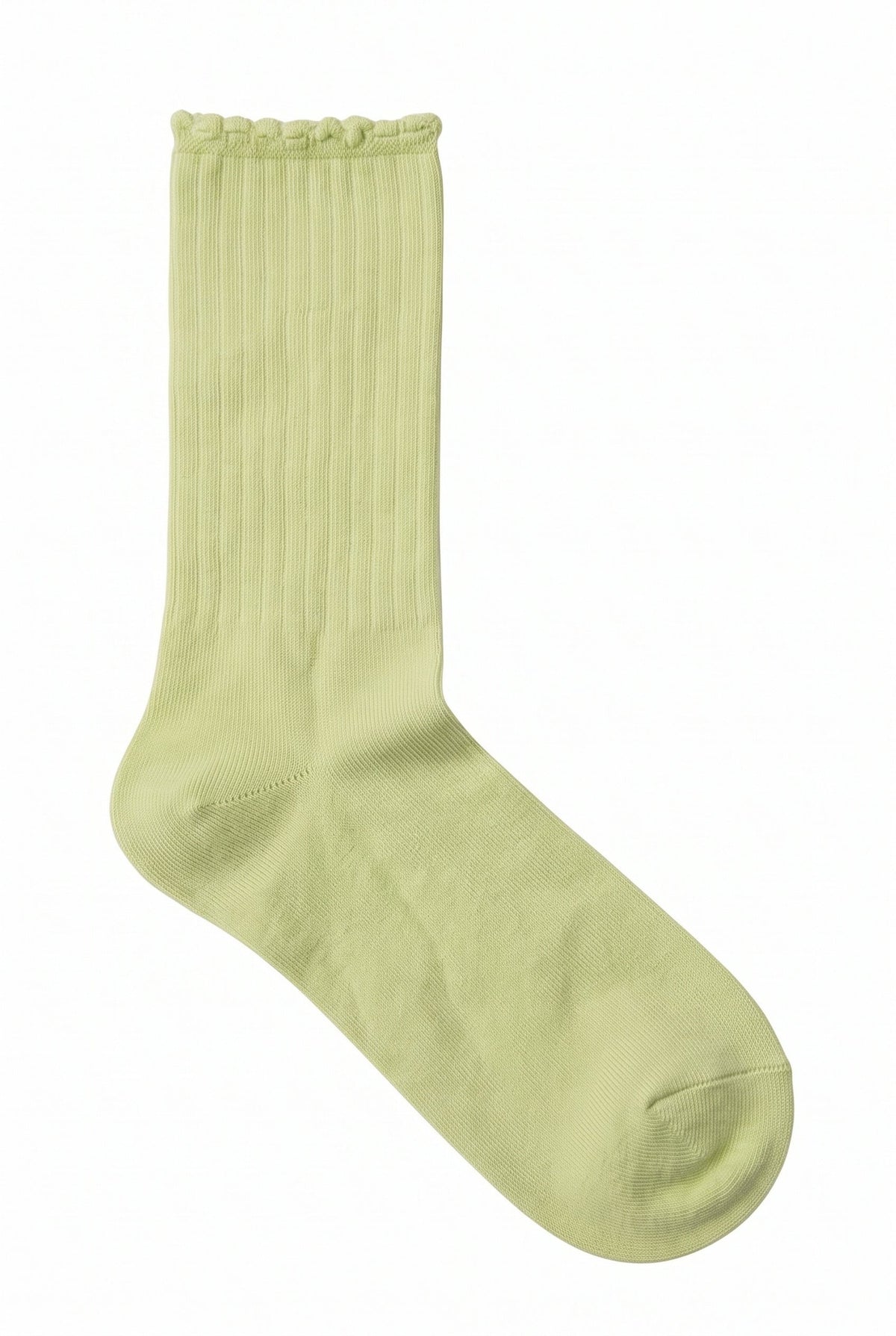 Pistachio Green ruffle socks, blank — no embroidery