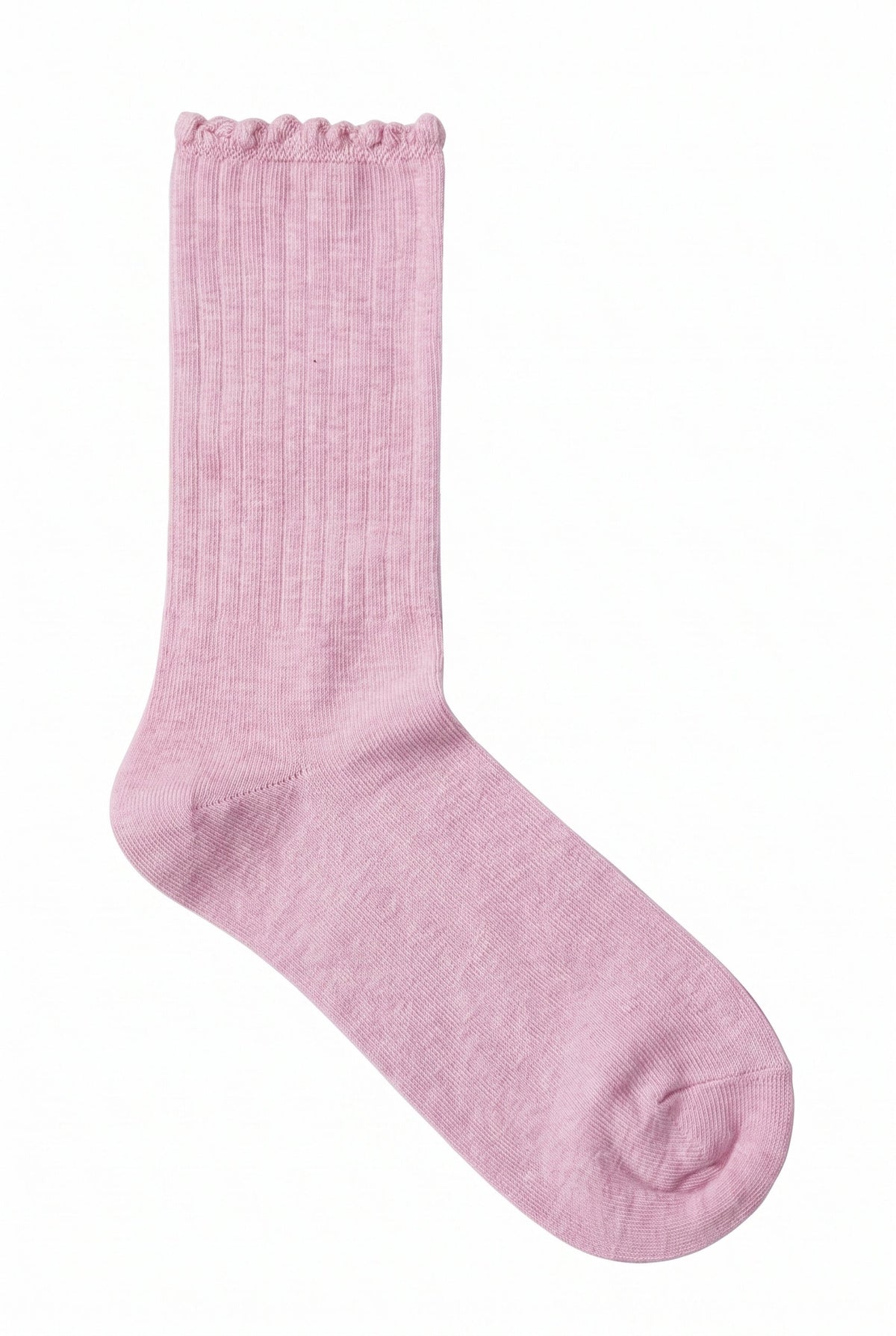 Heather Baby Pink ruffle socks, blank — no embroidery