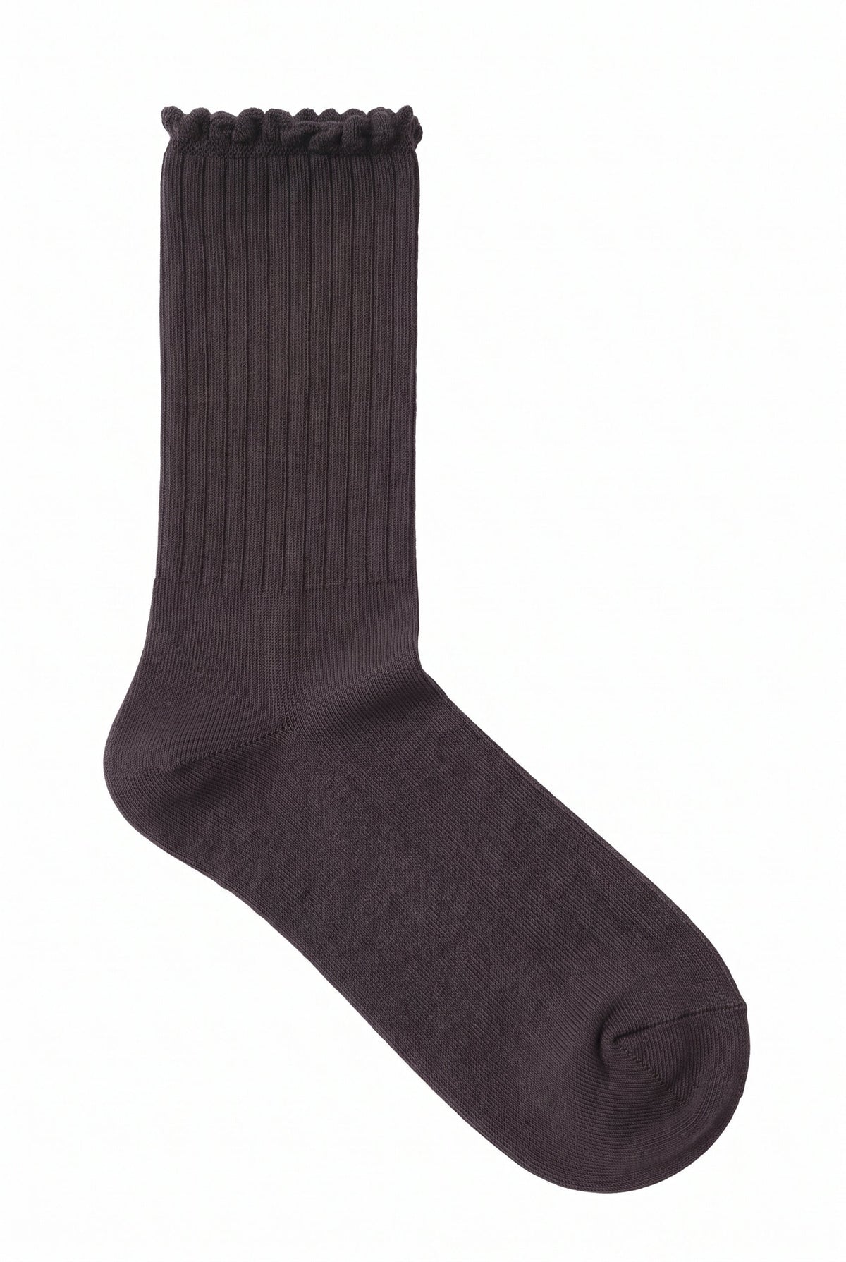 Dark Brown ruffle socks, blank — no embroidery
