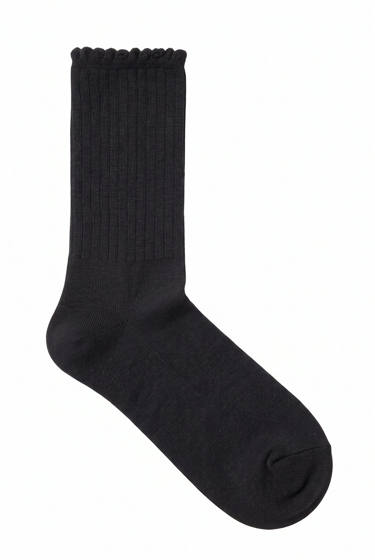 Black ruffle socks, blank — no embroidery