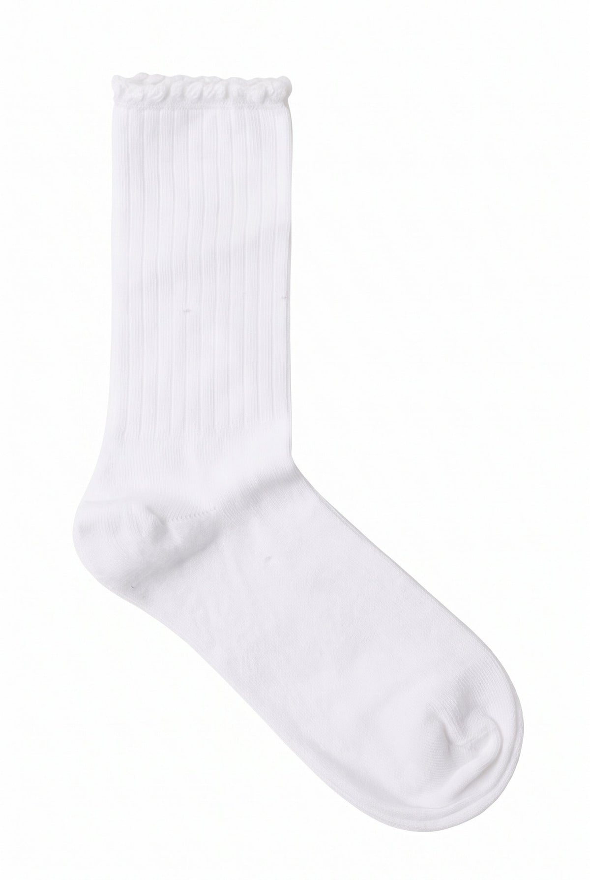 Optical White ruffle socks, blank — no embroidery