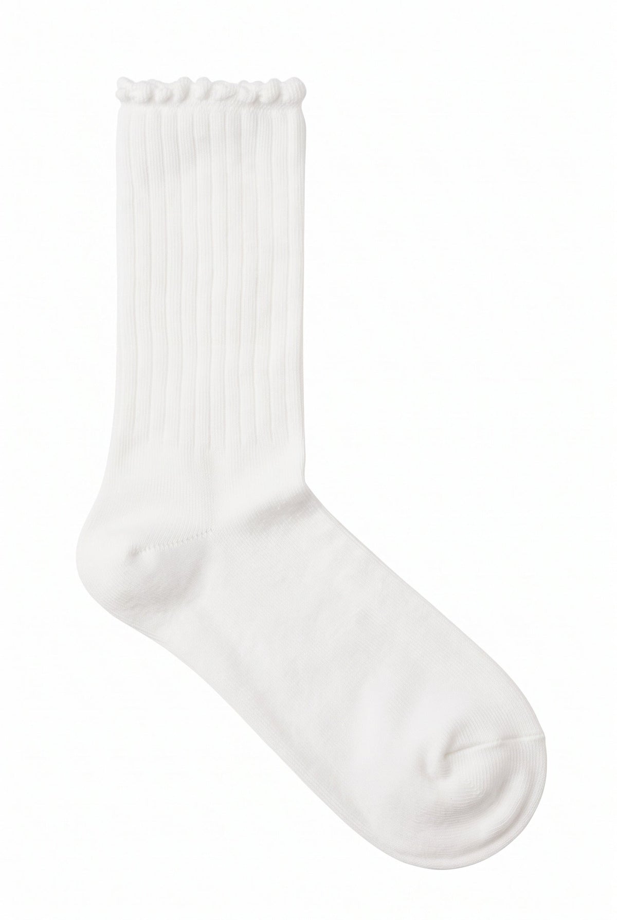 Cream ruffle socks, blank — no embroidery