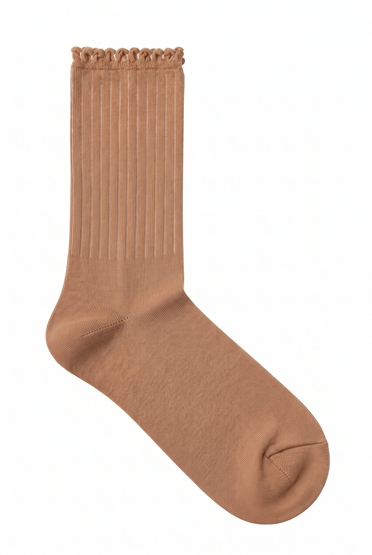 Camel ruffle socks, blank — no embroidery