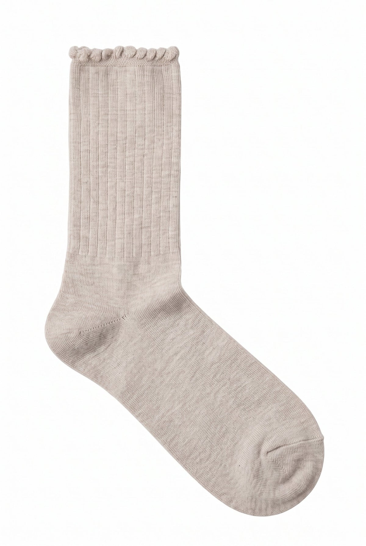 Oatmeal Melange ruffle socks, blank — no embroidery
