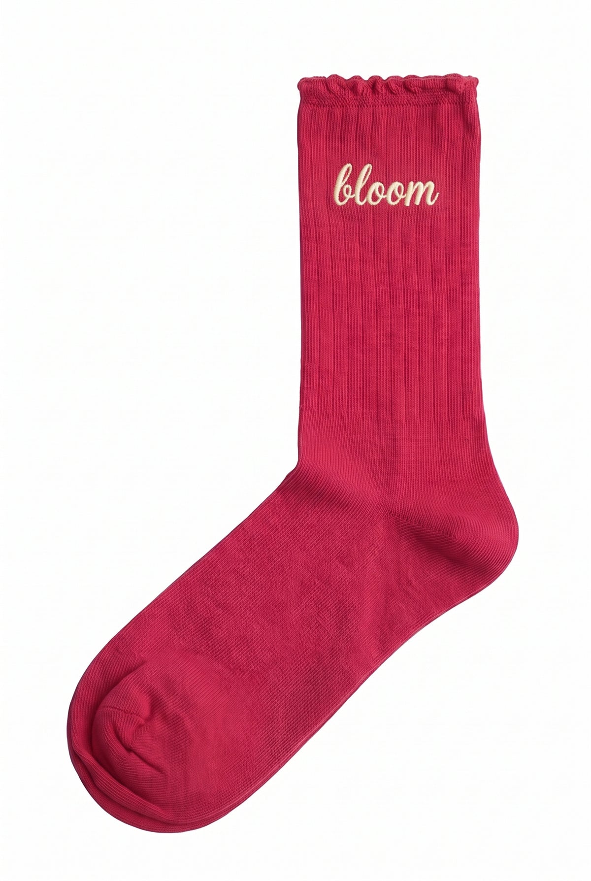 Embroidered Text Socks in berry red