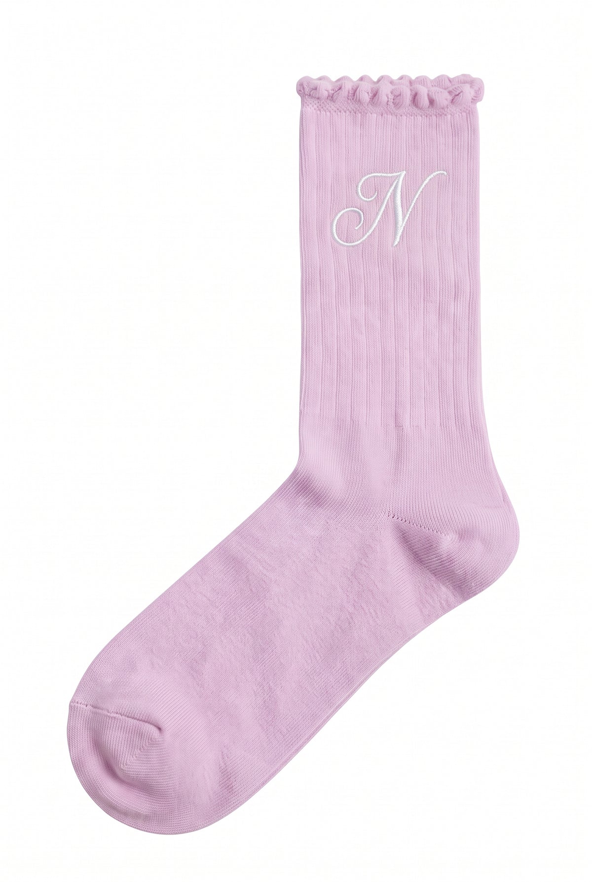 Embroidered Text Socks in light lilac