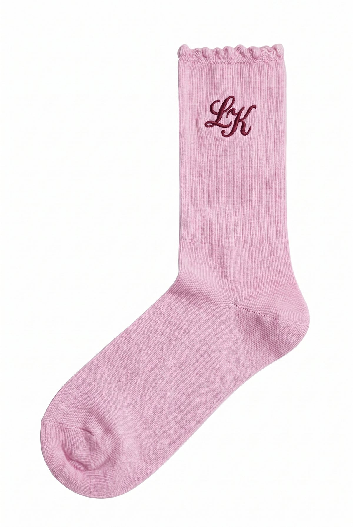 Embroidered Text Socks in heather baby pink