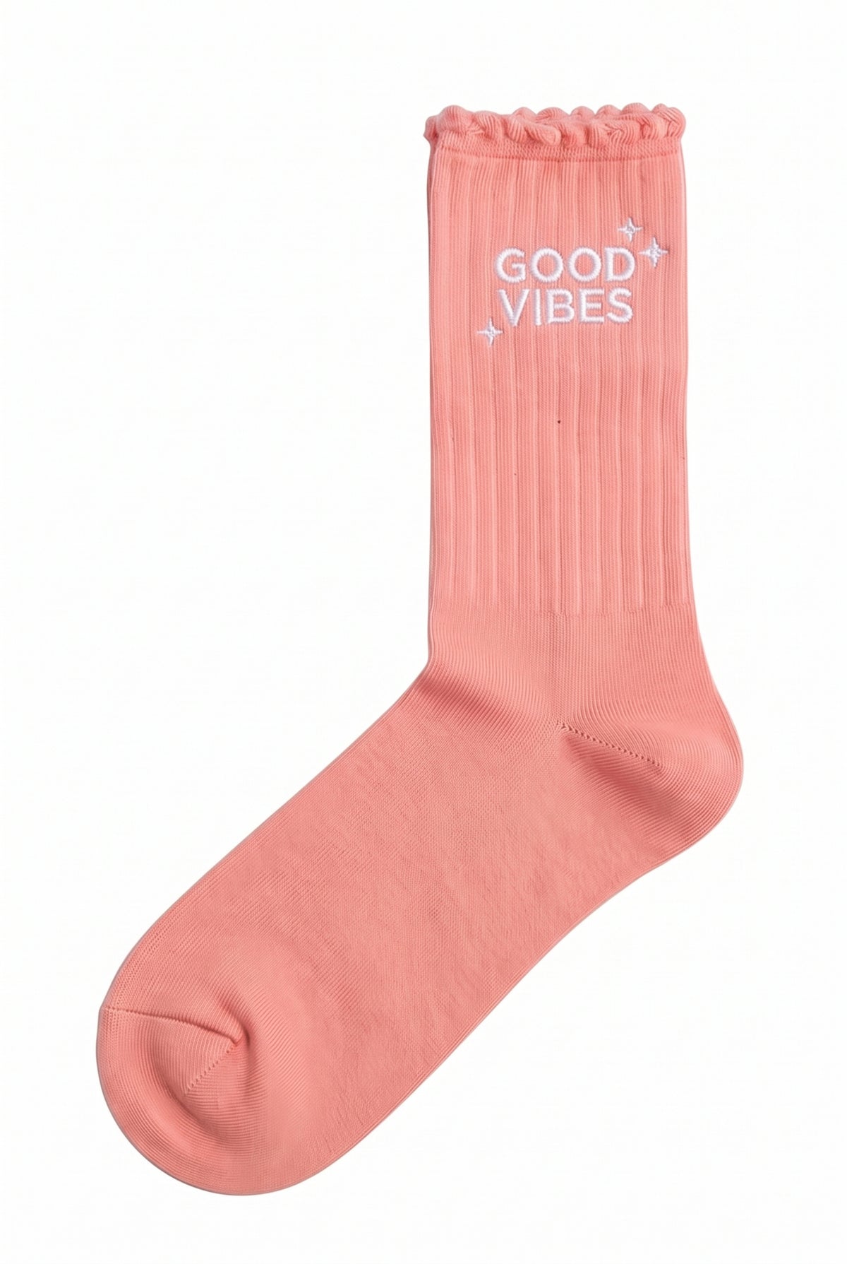 Embroidered Text Socks in coral