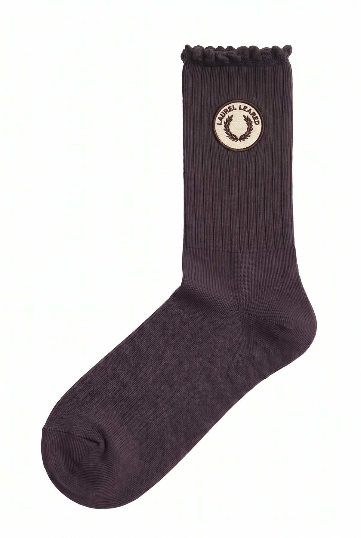 Embroidered Text Socks in dark brown