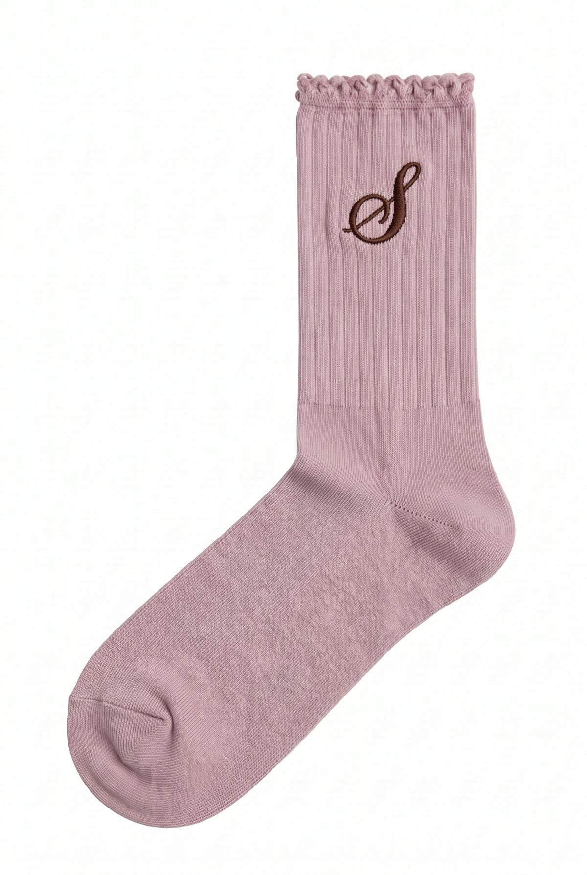 Embroidered Text Socks in dusty rose