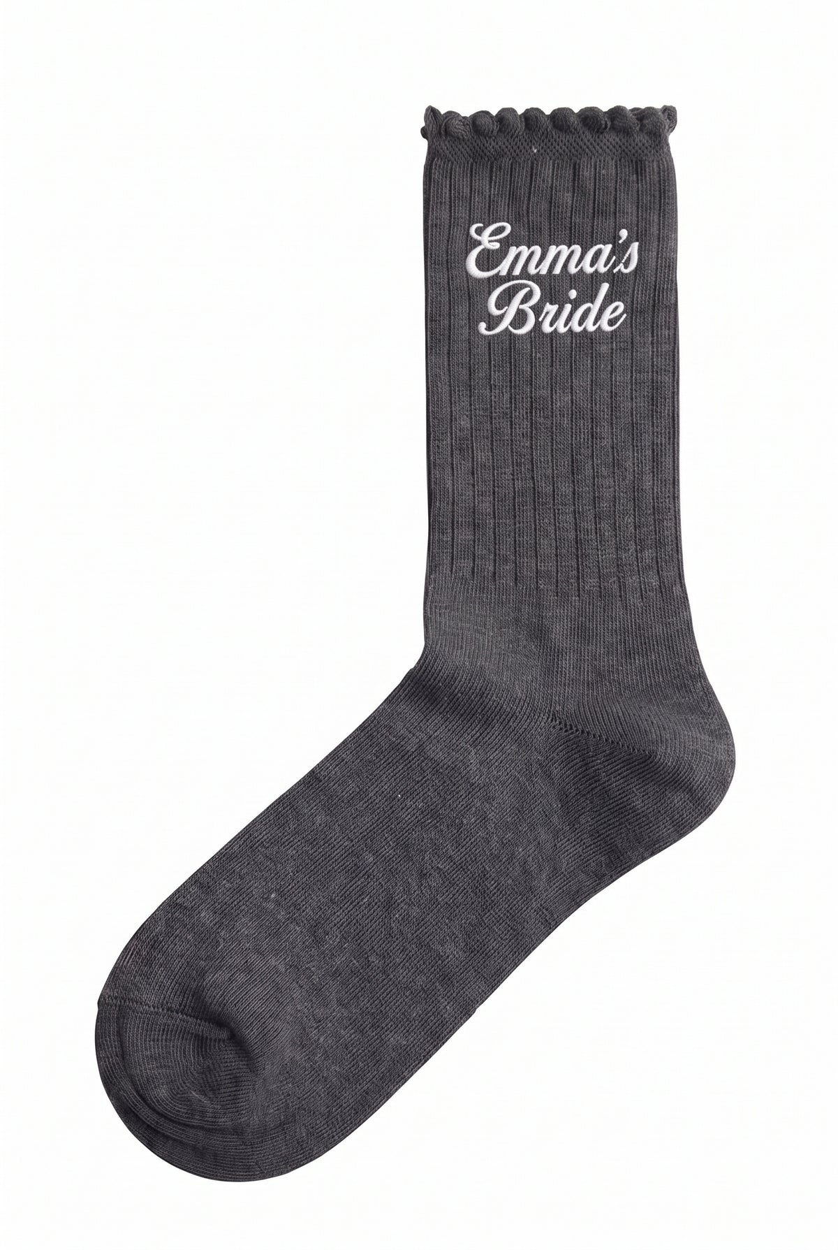 Embroidered Text Socks in heather charcoal