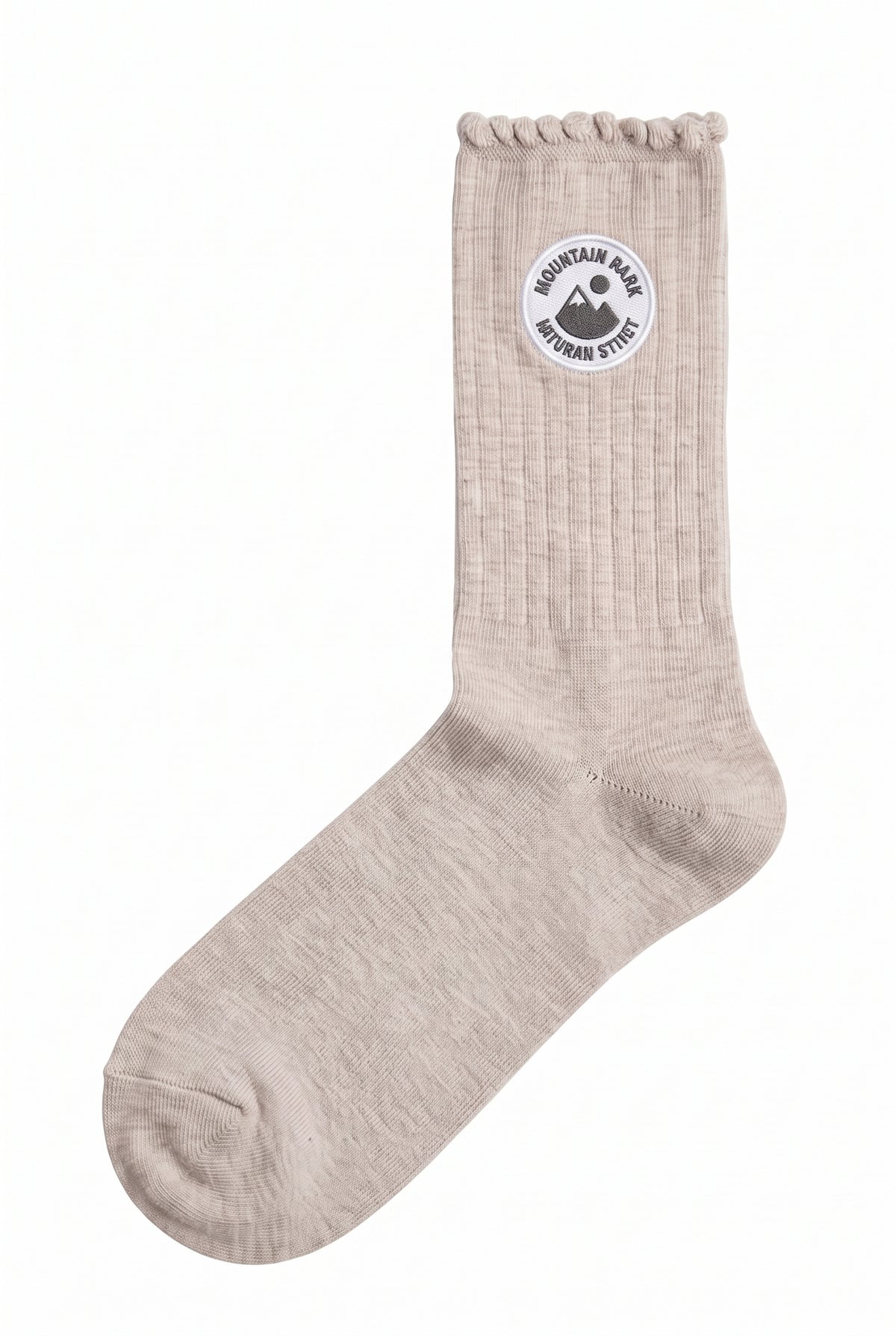Embroidered Text Socks in oatmeal melange
