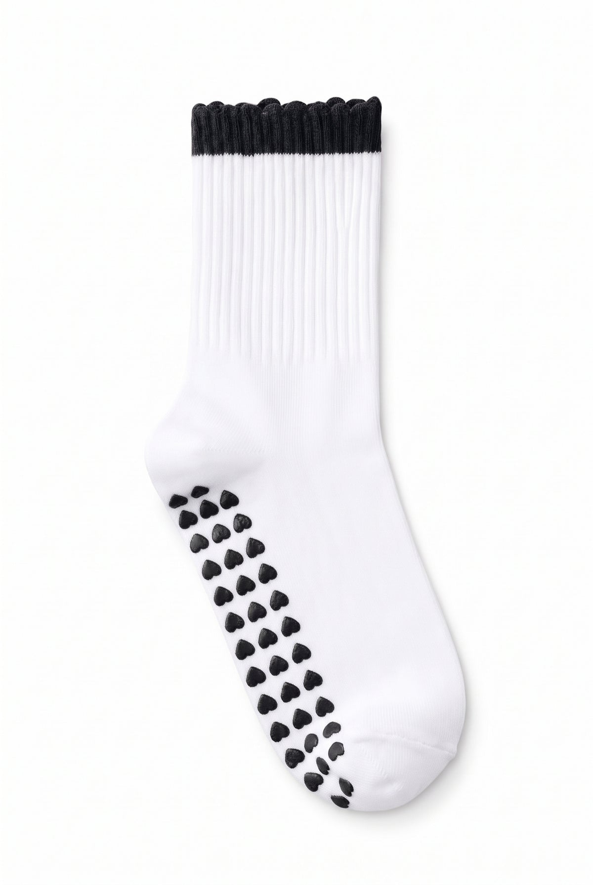 Black ruffle pilates grip socks, blank — no embroidery
