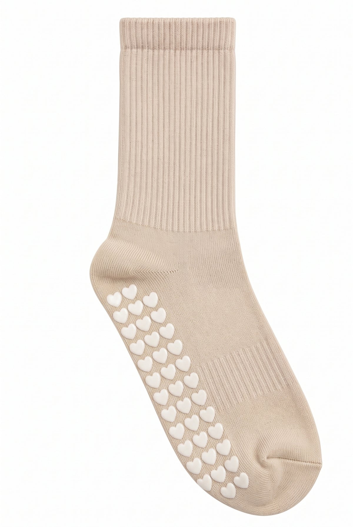 Beige pilates grip socks, blank — no embroidery