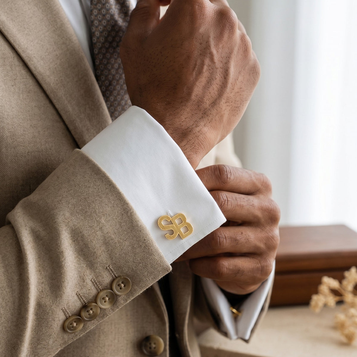 Personalized Two Initial Monogram Cufflinks | Custom Engraved Groom Gift