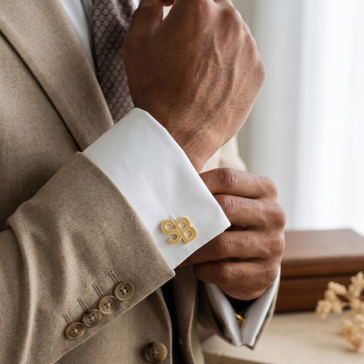 Personalized Two Initial Monogram Cufflinks | Custom Engraved Groom Gift