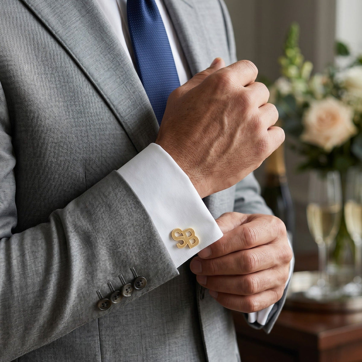 Personalized Two Initial Monogram Cufflinks | Custom Engraved Groom Gift