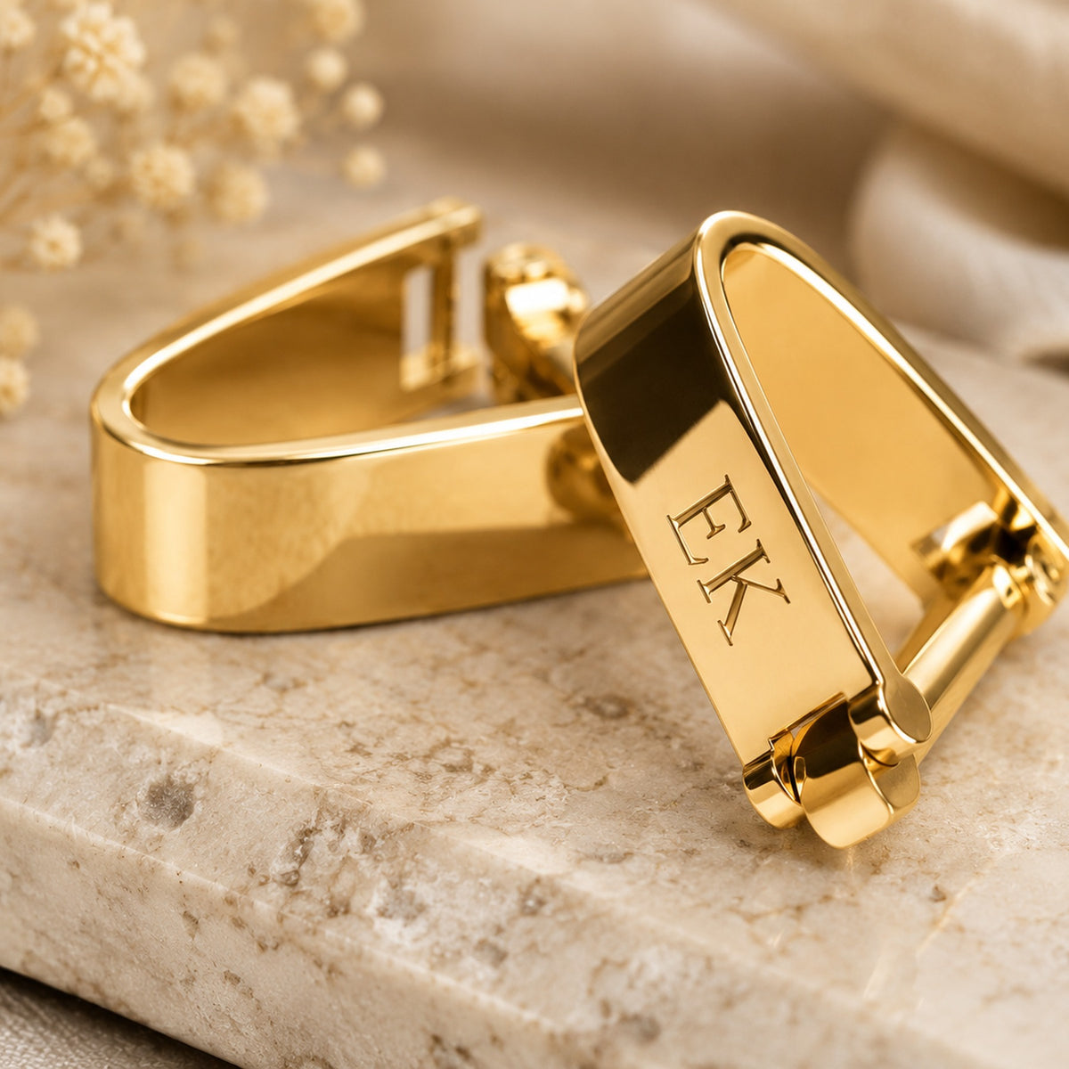 Personalized Name Bar Cufflinks | Custom Engraved Initial Wrap Cufflinks