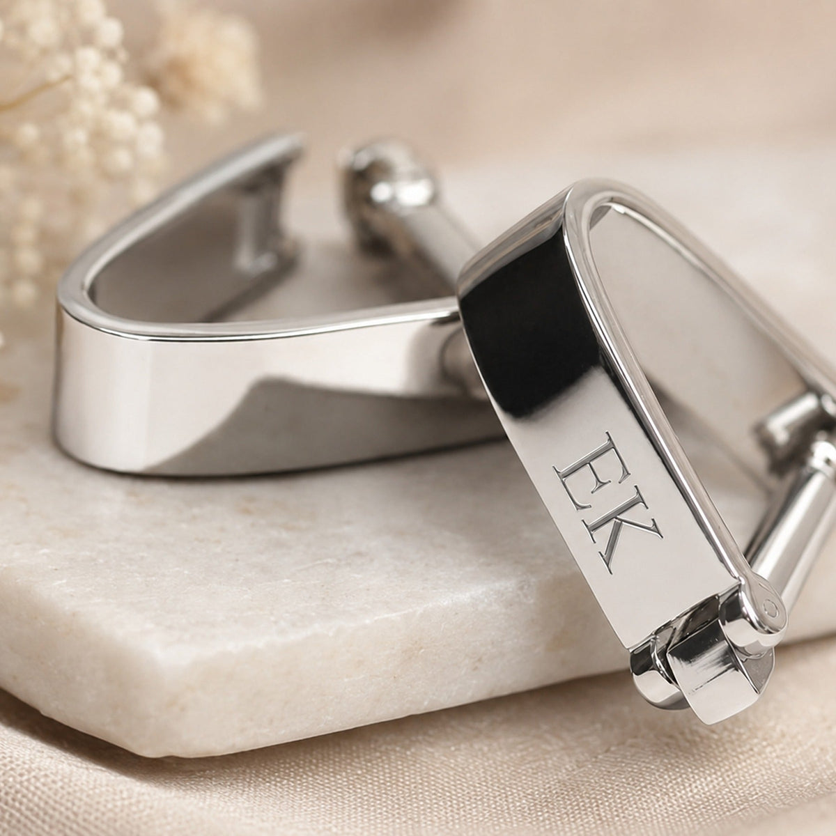 Personalized Name Bar Cufflinks | Custom Engraved Initial Wrap Cufflinks
